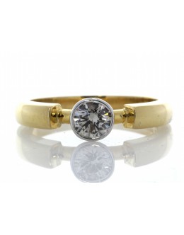 18ct Single Stone Fancy Rub Over Set Diamond Ring 0.53