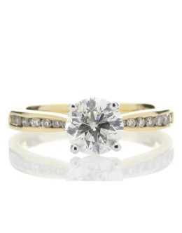 18ct Yellow Gold Single Stone Diamond Ring With Stone Set Shoulders (1.11) 1.28 Carats