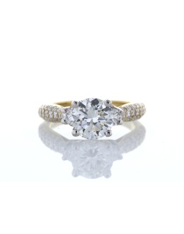 18ct Yellow Gold Single Stone Claw Set With Stone Set Shoulders Diamond Ring (1.64) 2.31 Carats