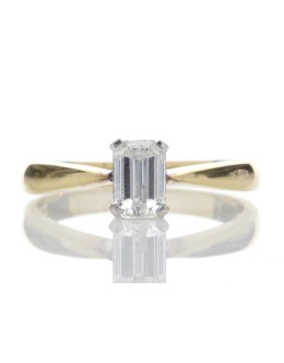 18ct Single Stone Emerald Cut Diamond Ring D SI3 0.72 Carats