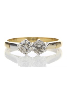 18ct Two Stone Claw Set Diamond Ring 0.75 Carats