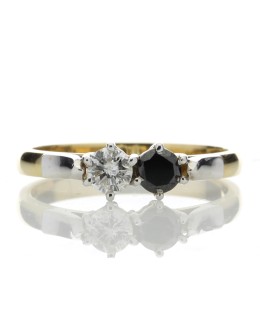 18ct Two Stone Claw Set Diamond With Black Treated Stone Ring 0.50 Carats