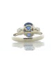 18ct Yellow Gold Three Stone Oval Cut Diamond And Sapphire Ring (S2.16) 0.77