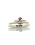 18ct Yellow Gold Three Stone Oval Cut Diamond And Ruby Ring (R0.51) 0.26
