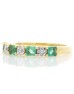 18ct Yellow Gold Claw Set Semi Eternity Diamond And Emerald Ring (E 0.55) 0.80 Carats