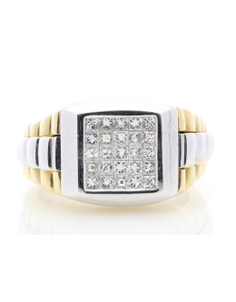 18ct Yellow Gold Gents Diamond Signet Ring 1.25 Carats