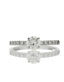 18ct Single Stone Claw Set With Stone Set Shoulders Diamond Ring (0.52) 0.69 Carats