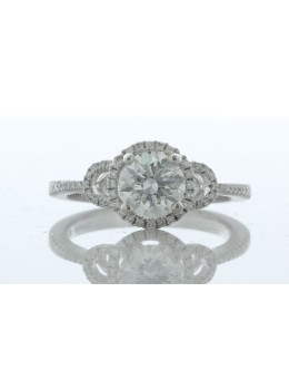 18ct White Gold Single Stone Claw Set With Stone Set Shoulders Diamond Ring (1.05) 1.28 Carats