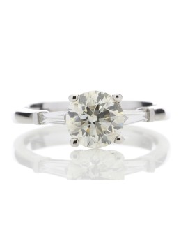 18ct White Gold Single Stone Diamond Ring With Stone Set Shoulders (1.50) 1.62 Carats