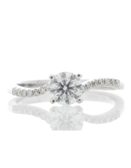 18ct White Gold Single Stone Ring With Diamond Set Shoulders (0.64) 0.73 Carats
