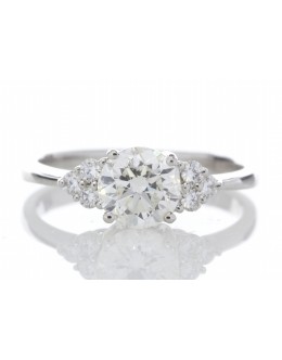 18ct White Gold Single Stone With Heart Shaped Set Shoulders Diamond Ring (1.13) 1.29 Carats