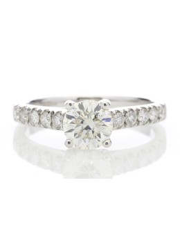 18ct White Gold Single Stone Diamond Ring With Stone Set Shoulders (1.02) 1.32 Carats