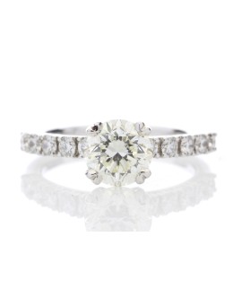 18ct White Gold Single Stone Diamond Ring With Stone Set Shoulders (1.51) 1.97 Carats