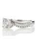 18ct White Gold Solitaire Diamond Ring With  Two Rows Shoulder Set (1.09) 1.31 Carats