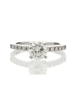 18ct White Gold Single Stone Diamond Ring With Stone Set Shoulders (1.07) 1.25 Carats