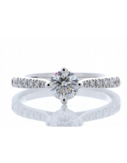 18ct White Gold Single Stone Claw Set With Stone Set Shoulders Diamond Ring (0.61) 0.76 Carats