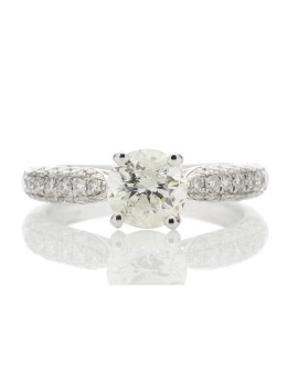 18ct White Gold Single Stone Diamond Ring With Stone Set Shoulders (1.00) 1.38 Carats