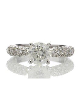 18ct White Gold Single Stone Claw Set With Stone Set Shoulders Diamond Ring (1.08) 1.58 Carats