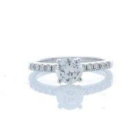 18ct White Gold Single Stone Prong Set With Stone Set Shoulders Diamond Ring (0.70) 0.90