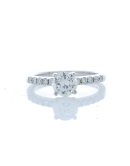 18ct White Gold Single Stone Prong Set With Stone Set Shoulders Diamond Ring (0.70) 0.90
