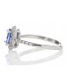 18ct White Gold Diamond And Tanzanite Halo Setting Ring 0.15 Carats