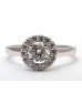 18ct White Gold Single Stone With Halo Setting Ring (0.58) 0.86 Carats