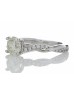 18ct White Gold Single Stone Diamond Ring  With Waved Stone Set Shoulders (1.06) 1.22 Carats