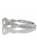 18ct White Gold Single Stone Diamond Ring  With Waved Stone Set Shoulders (1.06) 1.22 Carats