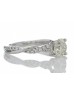 18ct White Gold Single Stone Diamond Ring  With Waved Stone Set Shoulders (1.06) 1.22 Carats