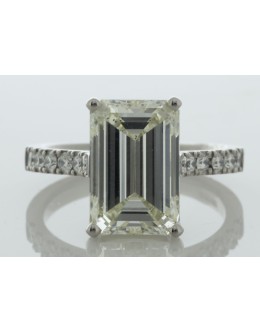 18ct White Gold Single Stone Emerald Cut Diamond Ring (D5.00) 5.35