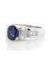 18ct White Gold Rub Over Set Semi Eternity Diamond And Sapphire Ring (S 3.60) 1.27 Carats