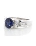 18ct White Gold Rub Over Set Semi Eternity Diamond And Sapphire Ring (S 3.60) 1.27 Carats