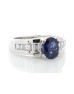 18ct White Gold Rub Over Set Semi Eternity Diamond And Sapphire Ring (S 3.60) 1.27 Carats