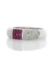 18ct White Gold Grain Set Semi Eternity Diamond And Ruby Ring (R 0.53) 0.49 Carats