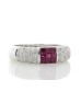 18ct White Gold Grain Set Semi Eternity Diamond And Ruby Ring (R 0.53) 0.49 Carats