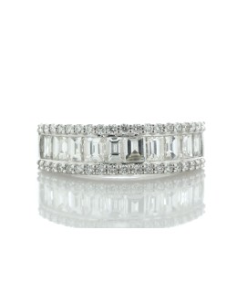 18ct White Gold Channel Set Semi Eternity Diamond Ring 1.37