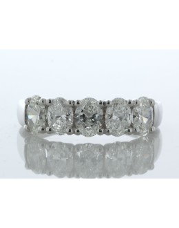 18ct White Gold Five Stone Oval Cut Diamond Ring 2.10