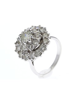 18ct White Gold Round Three Tier Cluster Diamond Ring 2.85 Carats
