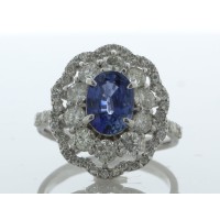 18ct White Gold Oval Cluster Diamond And Sapphire Ring (S1.96) 1.69