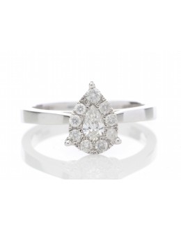 18ct White Gold Pear Cluster Claw Set Diamond Ring 0.50 Carats