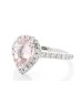 18ct White Gold Pear Shape Pink Morganite Halo Set Diamond Ring 0.56 Carats