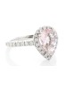 18ct White Gold Pear Shape Pink Morganite Halo Set Diamond Ring 0.56 Carats