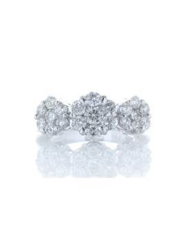 18ct White Gold  Flower Cluster Diamond Ring 1.50 Carats