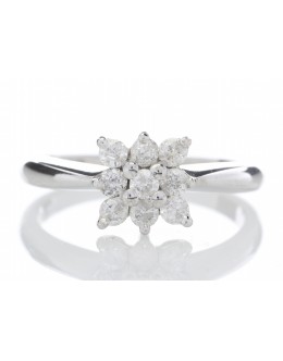 18ct Nine Stone Square Cluster Diamond Ring 0.45 Carats