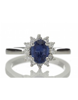 18ct White Gold Diamond And Sapphire Cluster Ring 0.25 Carats