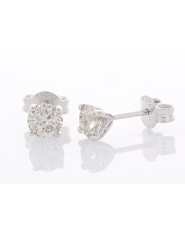 18ct White Gold Single Stone Prong Set Diamond Earring 1.01 Carats