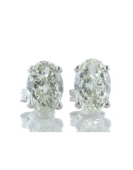 18ct White Gold Single Stone Oval Cut Diamond Earring 2.55 Carats