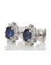 18ct White Gold Oval Cluster Claw Set Diamond And Sapphire Earring (S 1.33) 0.62 Carats