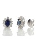 18ct White Gold Oval Cluster Claw Set Diamond And Sapphire Earring (S 1.33) 0.62 Carats