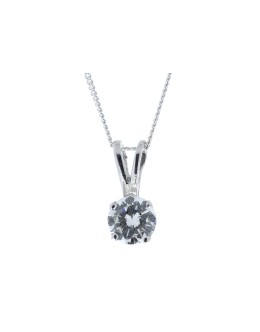 18ct White Gold Single Stone Wire Set Diamond Pendant 0.63 Carats